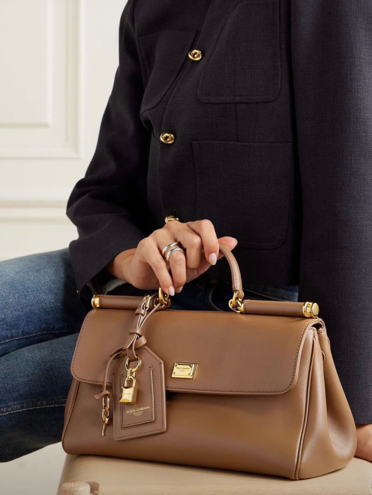 Mocha Luxe top handle bag