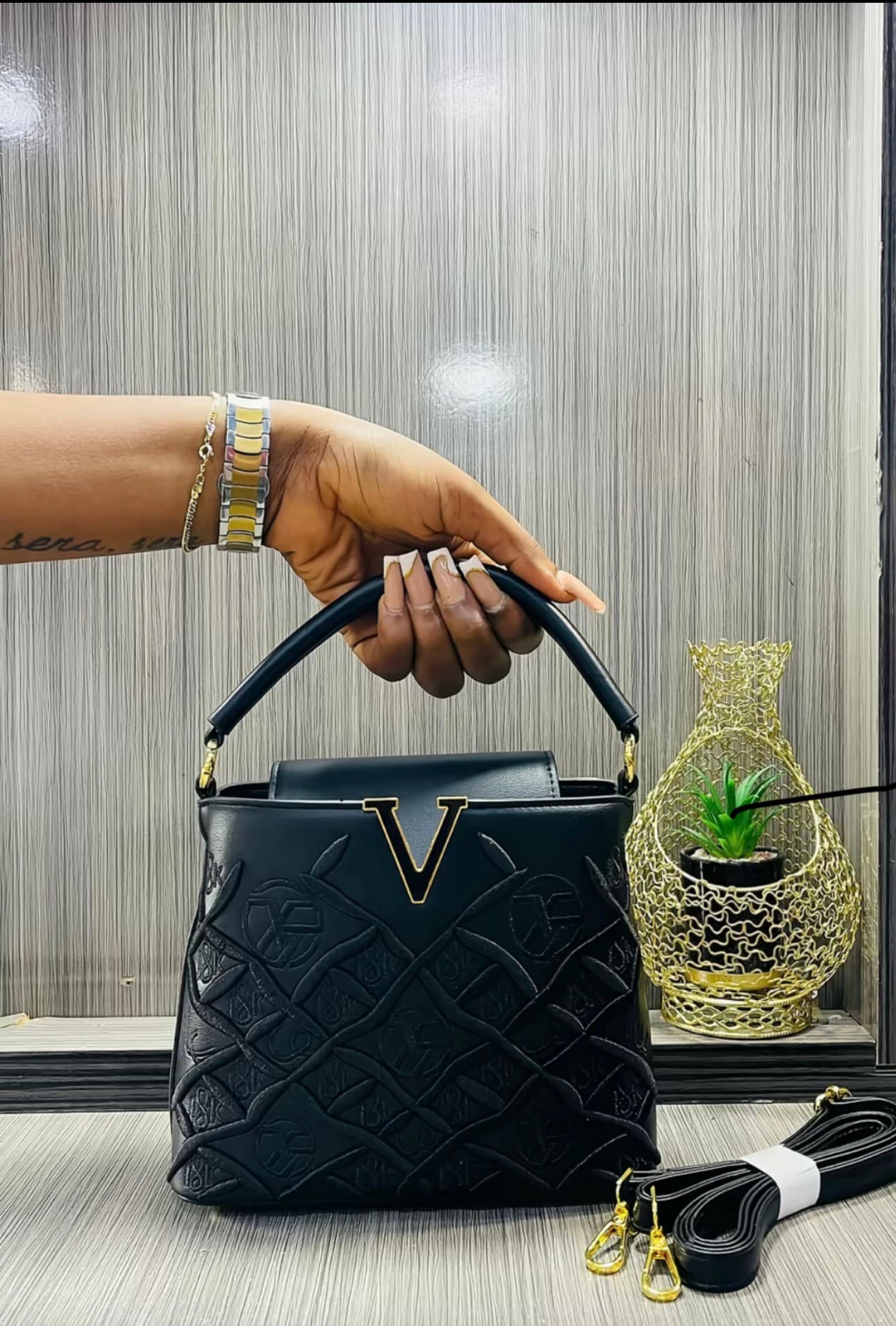 Quilted Top Handle Handbag
