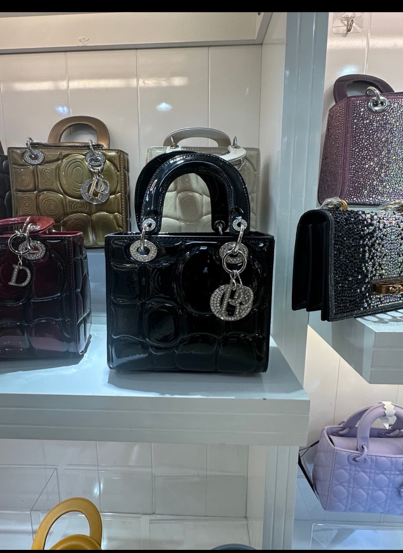 Patent top handle handbags