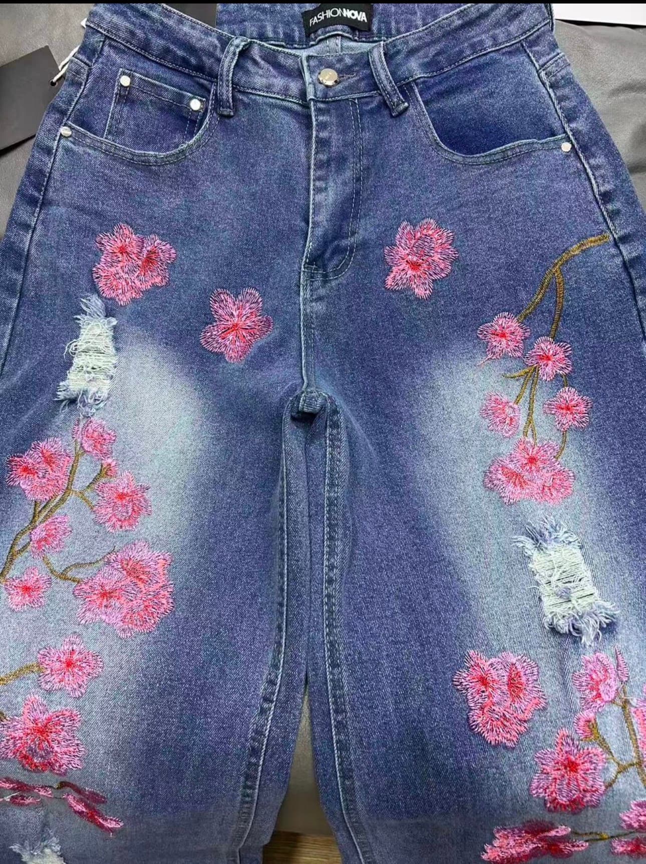 Floral embroidered Denim jeans