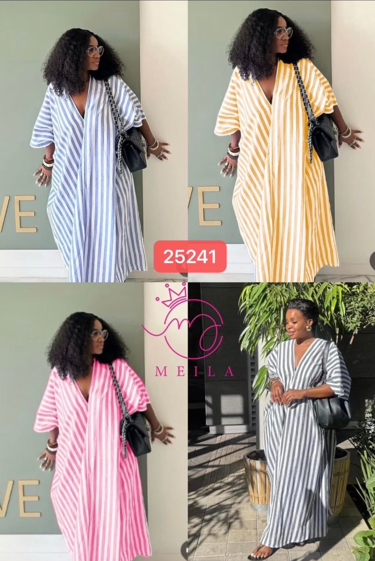 Striped maxi kaftan Dress