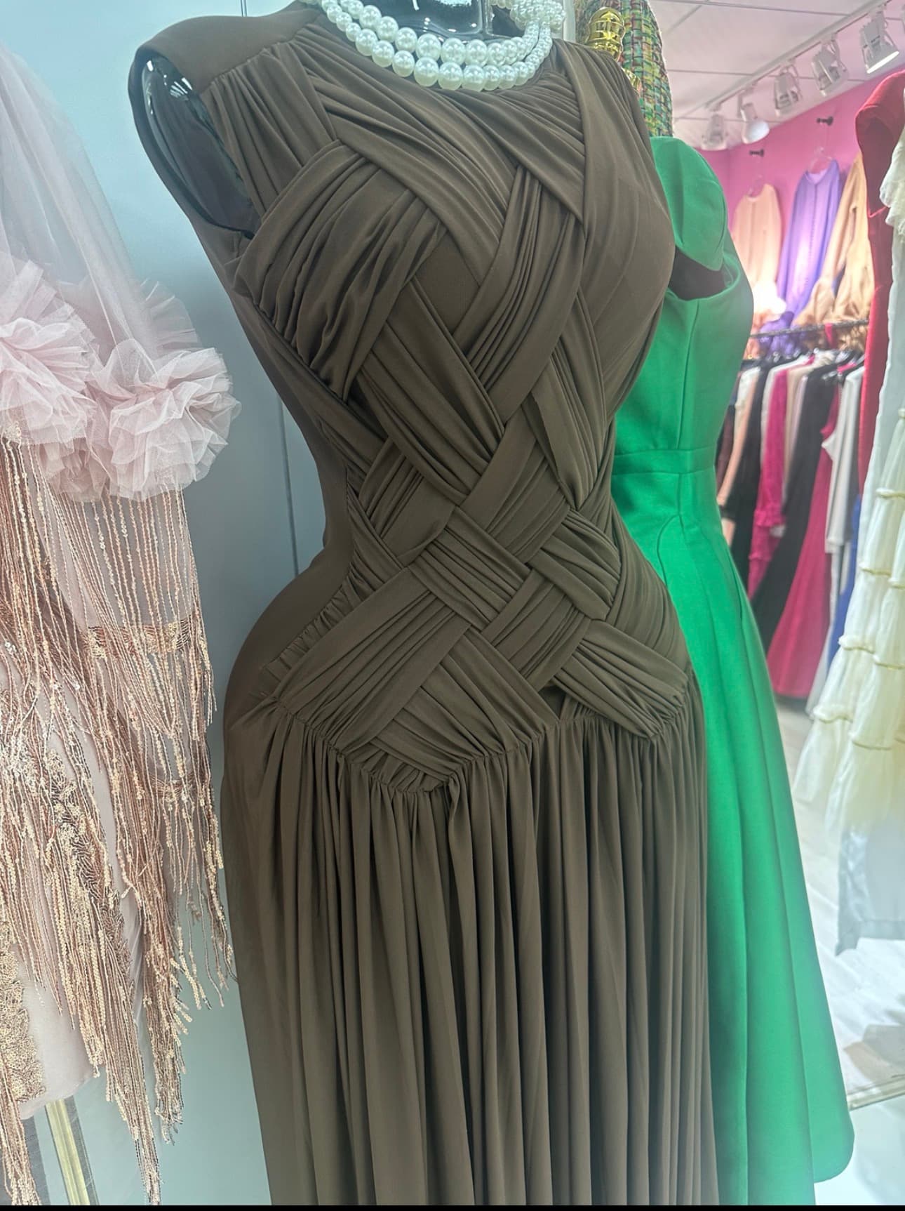 Elegant pleated evening dress