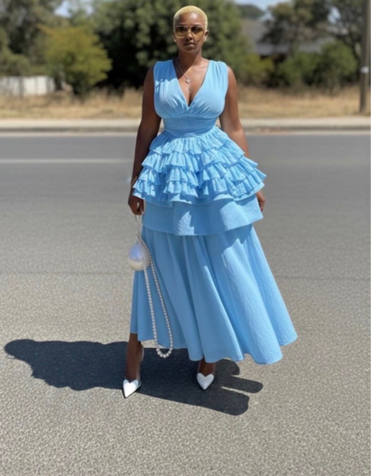 Layered peplum midi dress