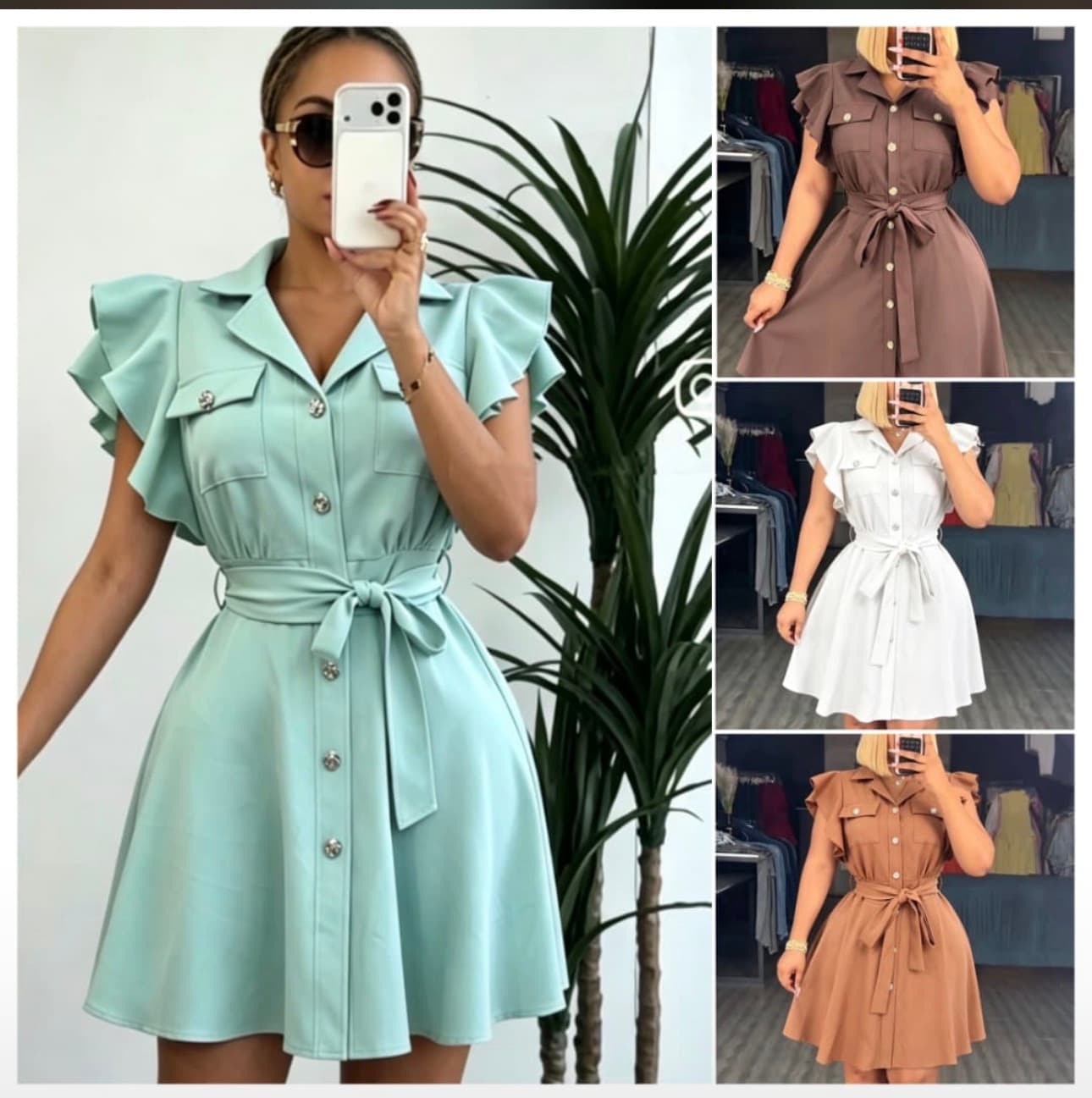 Ruffle sleeve shirt Dress
