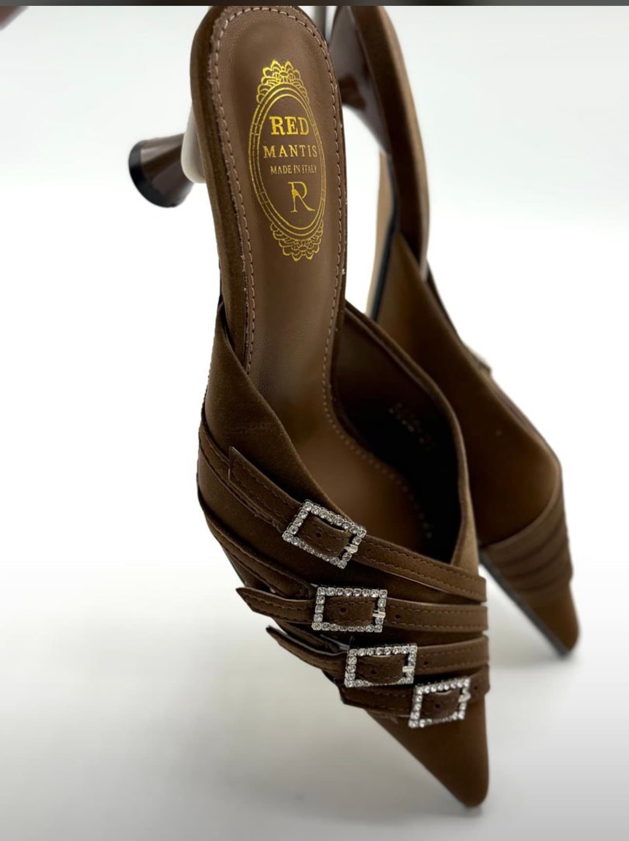 Buckle pointed mule heels