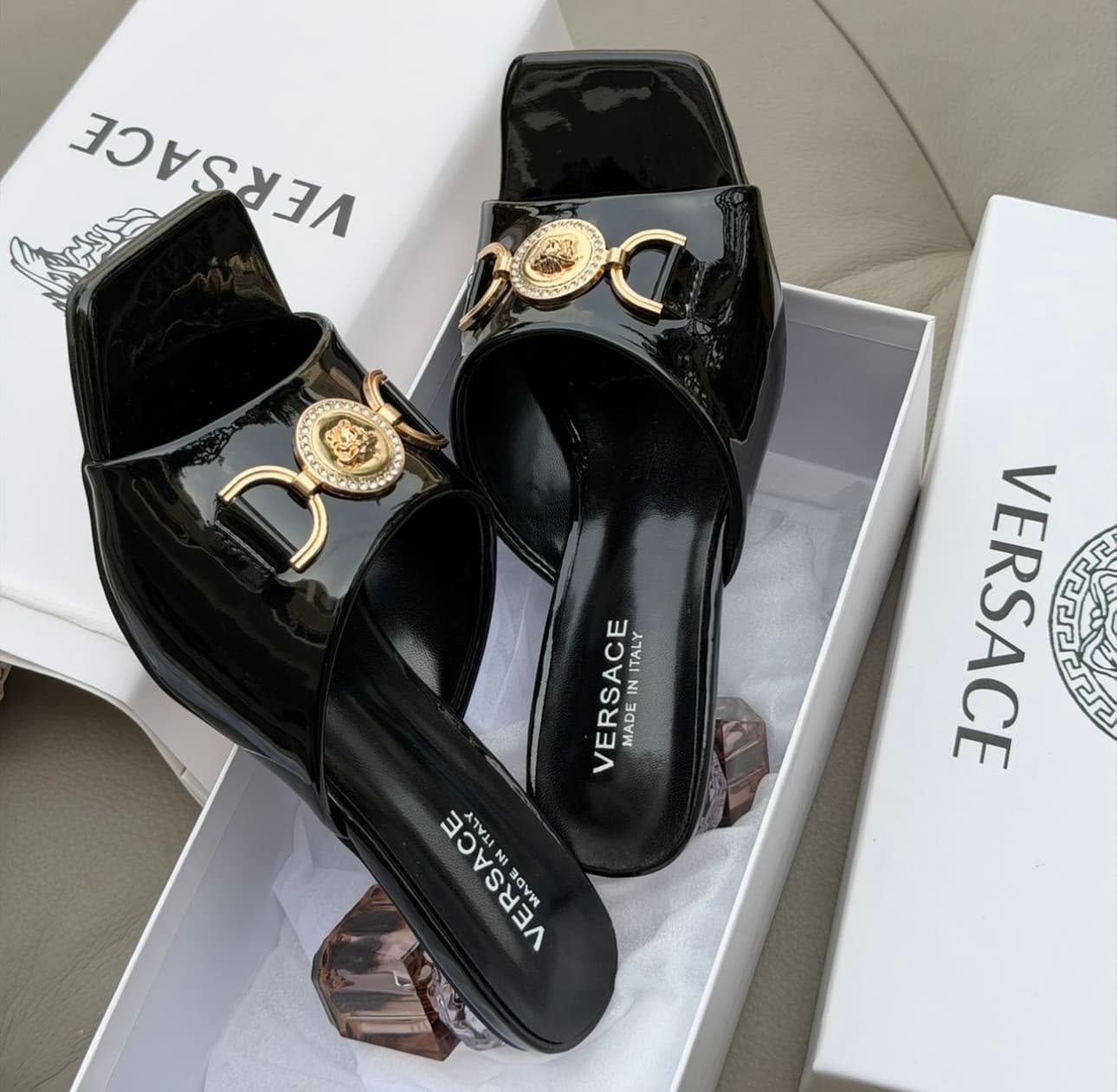 Luxury medallion slide Heels