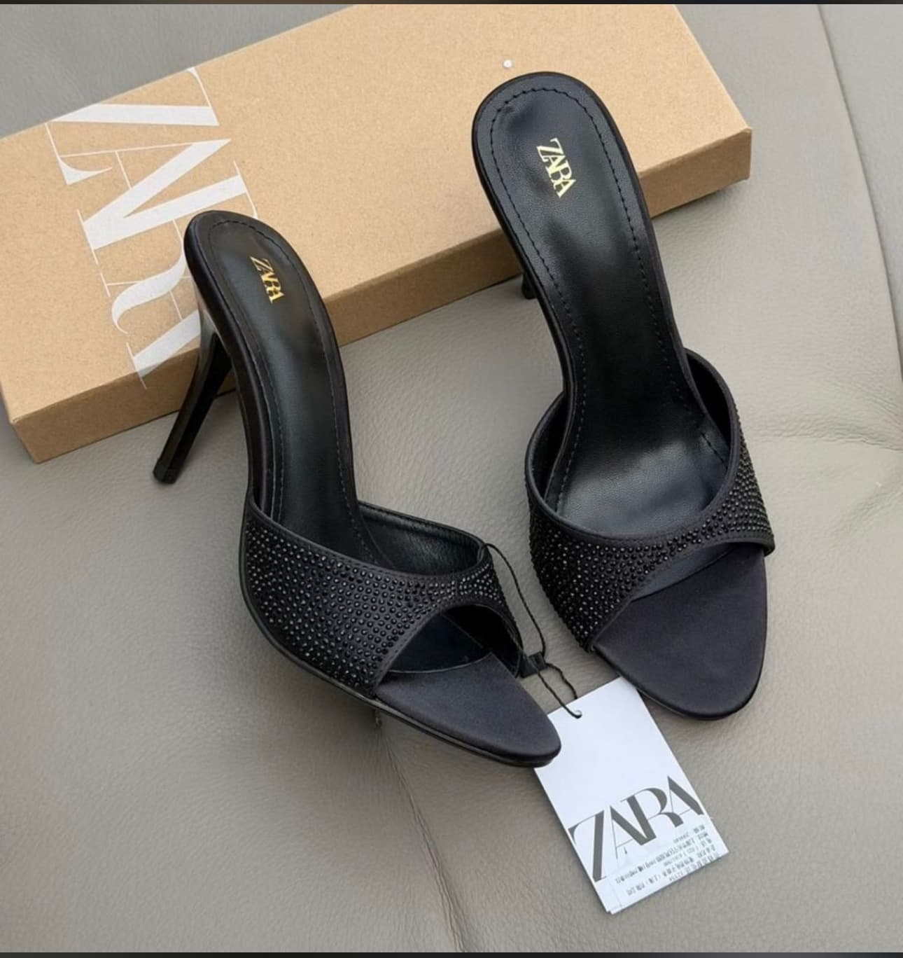 Rhinestone strap mule heels