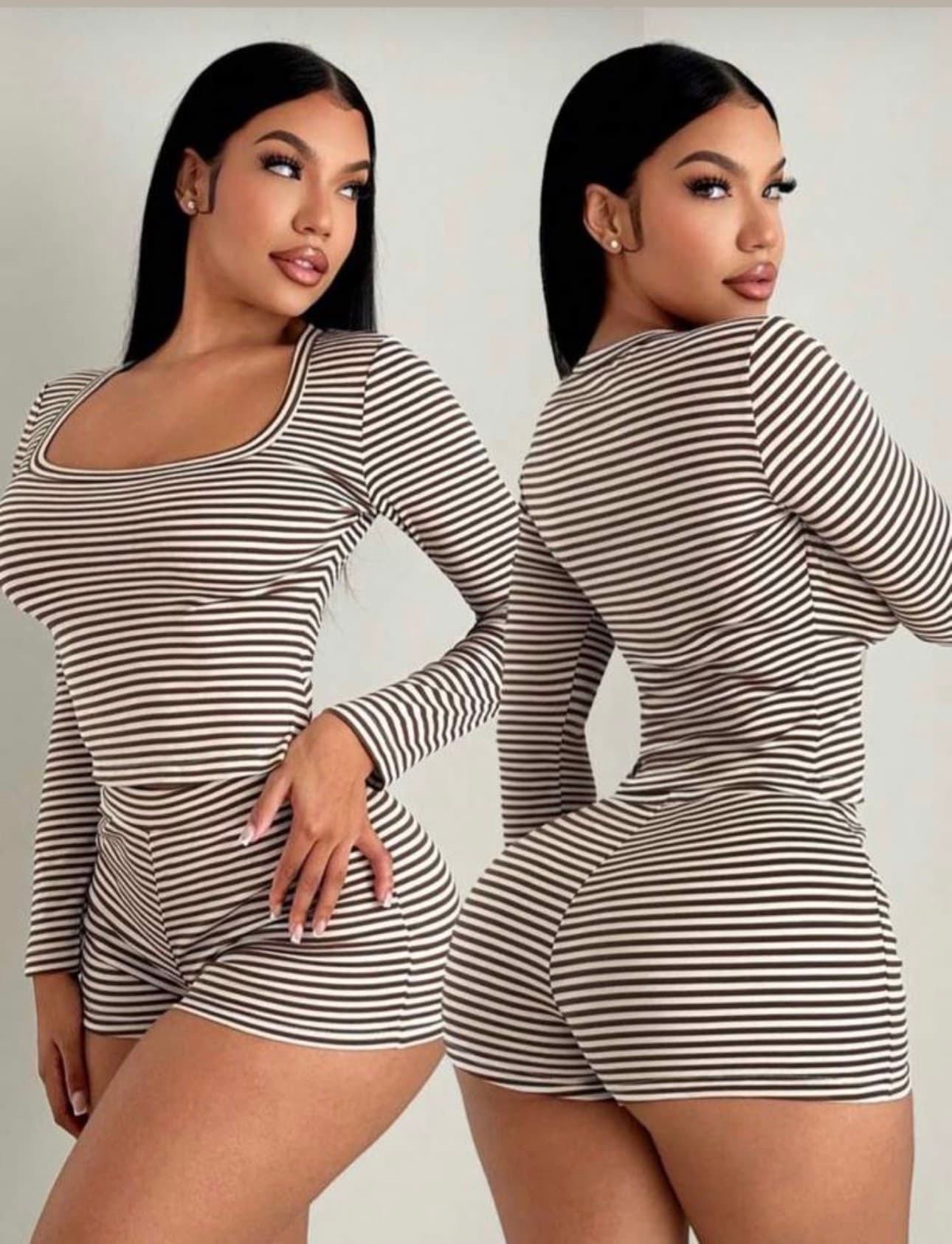 Striped long sleeve lounge set
